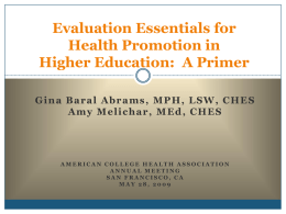 Evaluation Essentials for Health Promotion in Higher