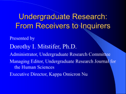 Benefits of Undergraduate Research