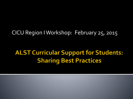 ALST Curricular Support for Students: Sharing Best Practices
