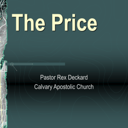 The Price - Calvary Apostolic Church