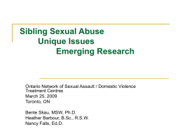Working with Families where Sibling Sexual Abuse has Occurred