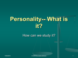 Personality-- What is it?