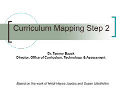 Curriculum Mapping Based on the work of Heidi Hayes Jacobs