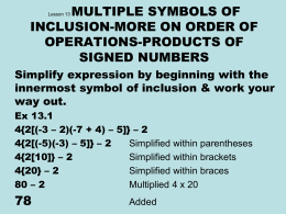 Lesson 13 MULTIPLE SYMBOLS OF INCLUSION