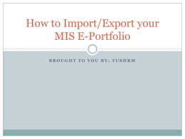 How to Import/Export your MIS E