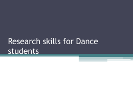 Research skills for Dance students
