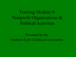 Training Module 9: Nonprofit Organizations & Political