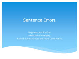 Sentence Errors Part I