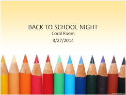 BACK TO SCHOOL NIGHT - Maria Montessori Charter Academy