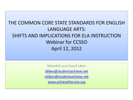 THE COMMON CORE STATE STANDARDS: GETTING READY …