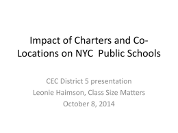 Impact of Charters and Co-Locations on our Public Schools