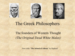 The Greek Philosophers - Mount Vernon Nazarene University