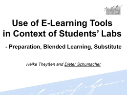 Use of E-Learning Tools in Student Labs - uni