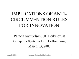 IMPLICATIONS OF ANTI-CIRCUMVENTION RULES FOR INNOVATION