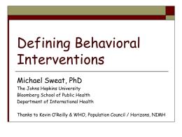 Defining Behavioral Interventions
