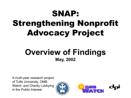 SNAP: Strengthening Nonprofit Advocacy Project Health