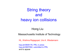 String theory, black holes and relativistic heavy ion