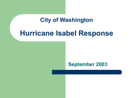 City of Washington Hurricane Isabel Preparations & Response