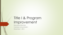 Title I & Program Improvement