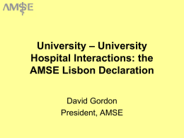University – University Hospital Interactions: the AMSE