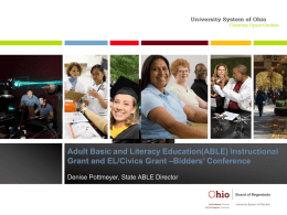 ABLE Instructional and EL/Civics Grant Bidders Conference