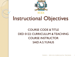 Instructional Objectives - State University of Zanzibar