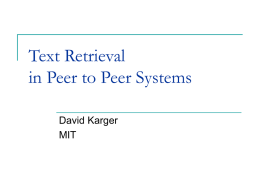 Text Retrieval in Peer to Peer Systems