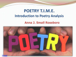POETRY T.I.M.E. Introduction to Poetry Analysis