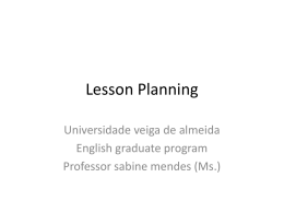Lesson Planning - Sabine Mendes Moura