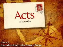 Lesson 1: Introduction to the Book of Acts