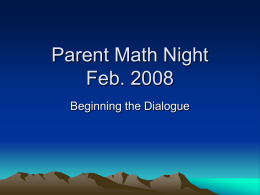 Parent Math Night Feb. 2008