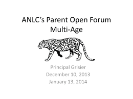 ANLC’s Parent Open ForumMulti-Age
