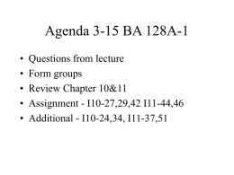 Agenda 3-15 BA 128A-1 - Haas School of Business