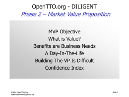 Phase 1 - MVP - Market Value Proposition