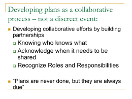 Developing plans as a collaborative process – not a