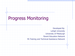 Progress Monitoring & Curriculum Based Assessment