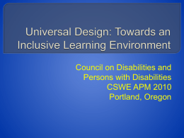Universal Design: Towards an Inclusive Learning Environment