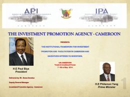THE INVESTMENT PROMOTION AGENCY