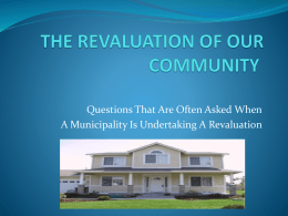 THE REVALUATION OF OUR COMMUNITY