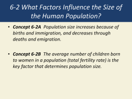 6-2 What Factors Influence the Size of the Human Population?