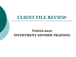 CLIENT FILE REVIEW - North American Securities