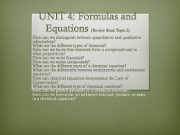 UNIT 4: Formulas and Equations (Review Book Topic 2)