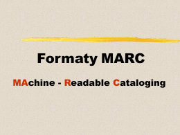 Formaty MARC - Instytut Informacji Naukowej, Technicznej i