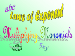 LAWS OF EXPONENTS - Thomasville High School