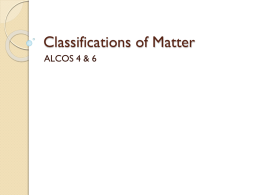 Classifications of Matter