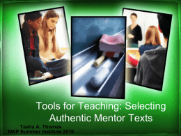 Tools for Teaching: Selecting Authentic Mentor Texts