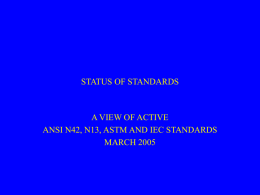 STATUS OF STANDARDS
