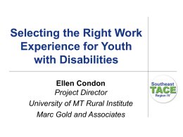 Selecting the Right Work Experience for Youth with