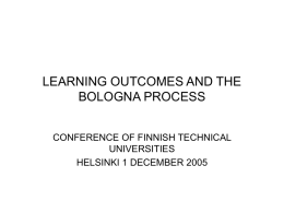 LEARNING OUTCOMES AND THE BOLOGNA PROCESS