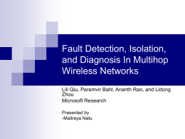 Fault Detection, isolation, and Diagnosis In Multihop